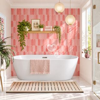 Blush Bath Bliss.. #pro #blushbath #tranquilspace #naturaldesign #designgames #blushbathbliss #bathroom