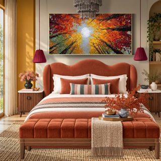 #limited #cozyretreat #warmcolors #texturedhome #relaxingvibes #designgames #goldenbotanical