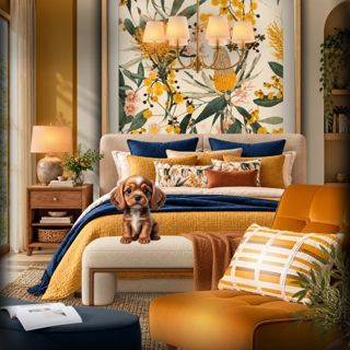 #limited #cozyretreat #warmcolors #texturedhome #relaxingvibes #designgames #goldenbotanical